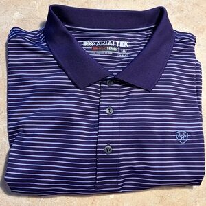 Ariat Tek Short Sleeve Men’s Large Golf Performance Purple Stripes